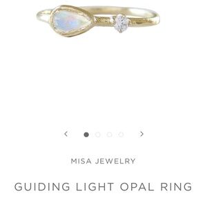 Misa Jewelry Guiding Light Opal and Diamond 14K Yellow Gold Ring Size 6.5